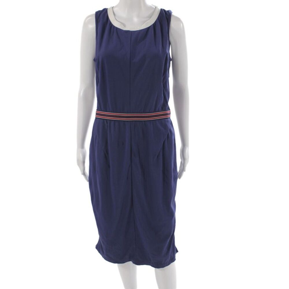 D&G Dolce & Gabbana Women Blue Sheath Dress Sleeveless Knee-Length Zip Size 44